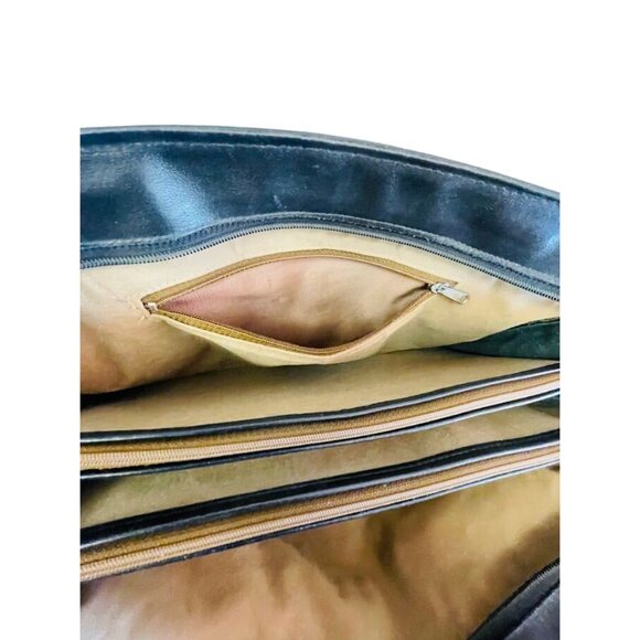 Vintage Shoulder Bag Black Leather Double Handle Strap 13" x 10" x 3 1/2" - Picture 11 of 16